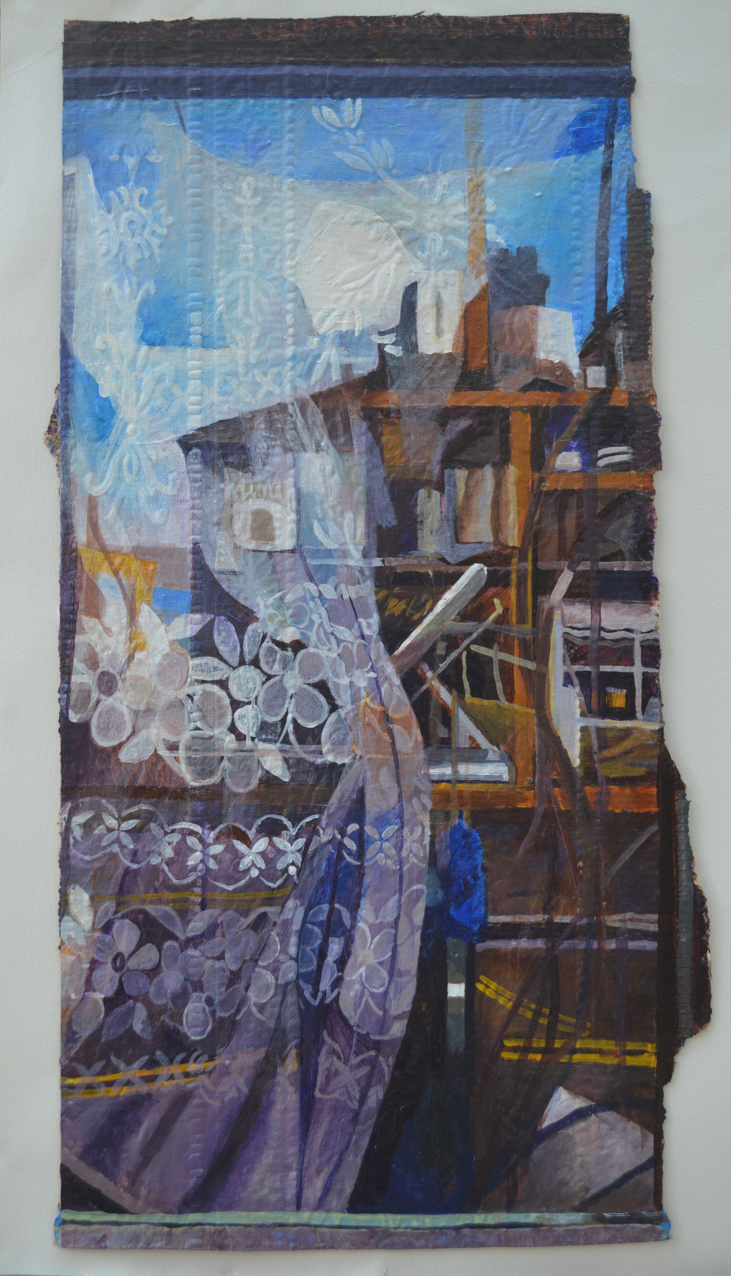 Nets and objects reflecting a Saltaire street